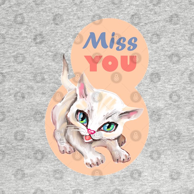 Sweet cute white kitten best friend. Love you cat. by Rukki Zukki Art